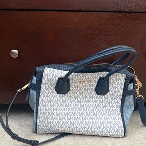 Michael Kors Monogram Black and Cream Satchel
